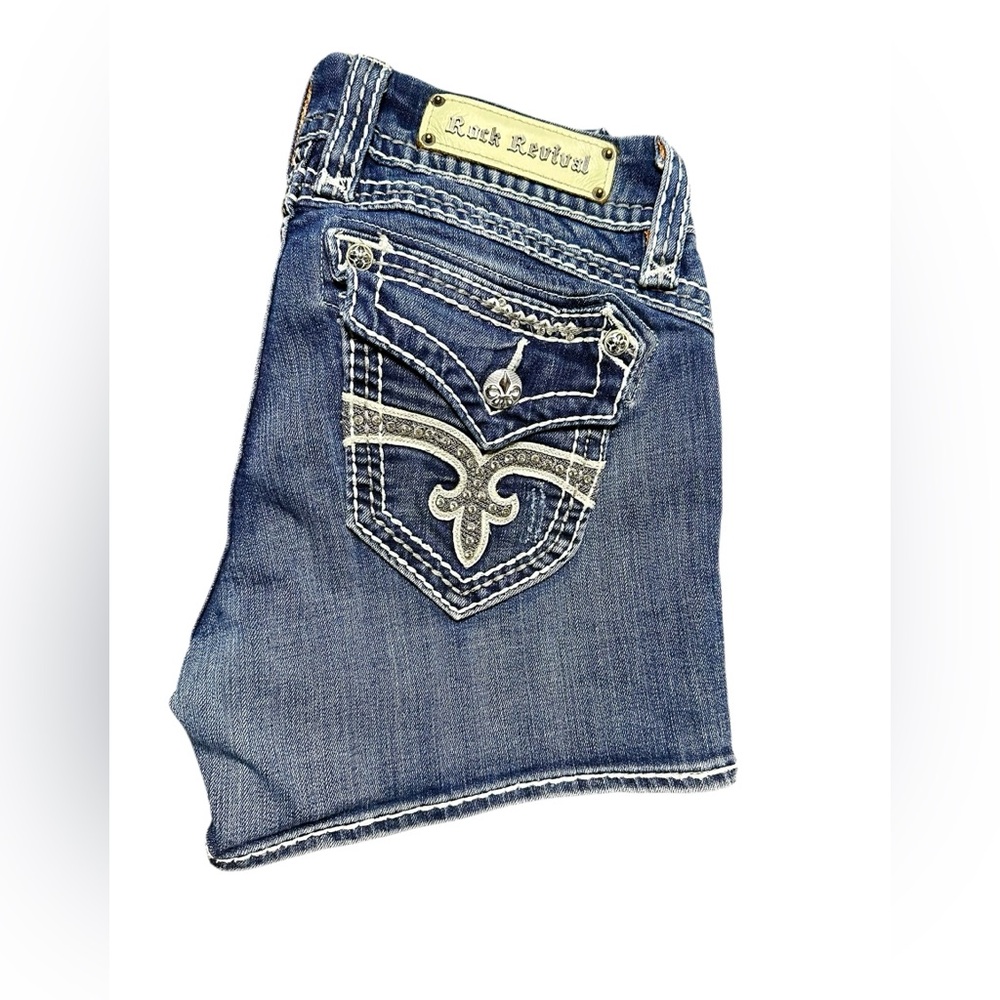 Rock Revival Scarlett Easy Shorts Size 27 Embroidered Denim - Picture 4 of 8